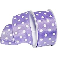 Morex Ribbon Polka Ribbon, 1.5 inch by 3 Yards, Lavender with White dots (6612.40/3-111)