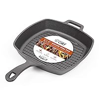 Commercial CHEF Cast Iron Skillet, 10.5” Square Pre-seasoned Cast Iron Pan