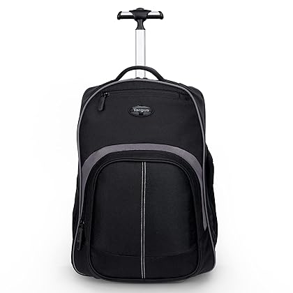 Targus 16 Inch Compact Rolling Backpack, Black - Wheeled Travel Bag with Removable Protective Laptop Sleeve, Fits Laptops Up to 16” and MacBook Pros up to 17” (TSB750US)