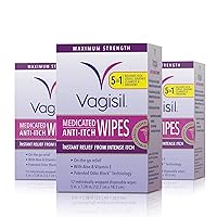 Anti-Itch Medicated Feminine Intimate Wipes for Women, Maximum Strength, Gynecologist Tested, 12 Wipes (Pack of 3)