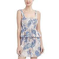 BCBGMAXAZRIA Women's Fit and Flare Smocked Peplum Square Neck Top