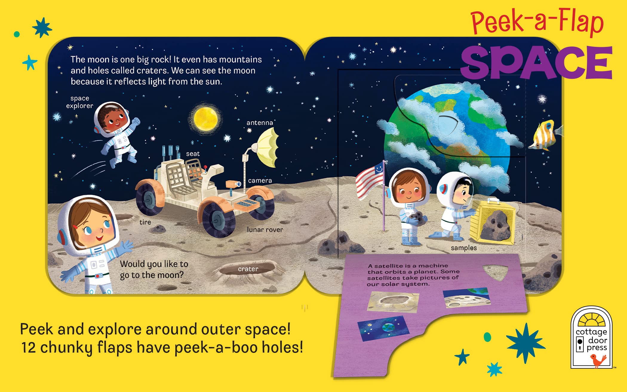 Peek-a-Flap Space Children's Lift-a-Flap Board Book - Planets, Solar System, Outer Space, Rockets & More