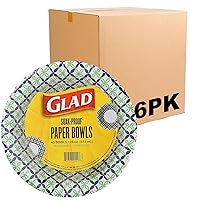 Glad Round Disposable Paper Bowls with Happy Daisies Design | Soak Proof, Cut-Resistant, Microwaveable Heavy Duty Disposable Bowls | 16 oz, Cute Design Floral Paper Bowls, 40 Count - 6 Pack