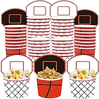 gisgfim Basketball Style Paper Snack Bowls, 9 oz, Disposable, Set of 50, Dishwasher Safe, Microwaveable, for Sports Events, Birthday Party