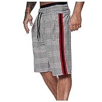 Men Sweatpants Casual Elastic Joggings Sport Stripe Printing Baggy Drawstring Pockets Shorts
