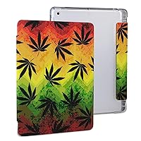 Weed Leaf on Geometric Background Funny Case with Kickstand Card Slot Pen Holder for iPad Pro 2020 （11in）/ 2020 （10.2in）/ 2020 AIR 4 （10.9in）/ Pro 2021 （11in）