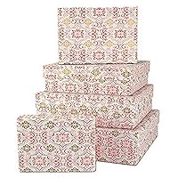 Nested Gift Boxes, 5-Piece, Boho Tile Pink