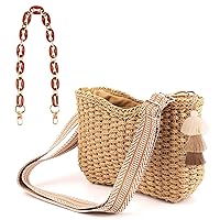 Summer Purses for Women 2023, Ladies Summer Straw Purse Straw Crossbody Bag with Zipper Chain Boho Shoulder Straps Tassel Pendant Straw Woven Shoulder Bag Set