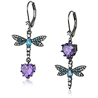 Betsey Johnson CZ & Butterfly Double Mismatch Drop Earring