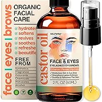 Organic Castor Oil Face Moisturizer, for Eyelashes, Eyebrows, Wrinkes, Aloe Vera, Jojoba, Hyaluronic Acid, Green Tea, Niacinamide, and Vitamin E, Skin Care for Oily, Dry Skin