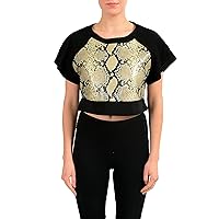 Just Cavalli Women's Suede Leather Snake Print Cropped Top US S IT 40