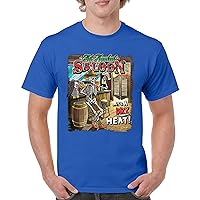 Hot Headed Saloon T-Shirt But its a Dry Heat Funny Skeleton Biker Beer Drinking Cowboy Skull Southwest Men's Tee