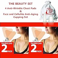 The Beauty Set - 4 Chest Wrinkle Pads + Facial And Cellulite Cupping Set Anti-Aging. The Best Natural Treatment for Your Face and Décolleté Wrinkles Prevention