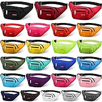 24 Pcs Fanny Pack Crossbody Bulk 14 Inch Plus Size Waterproof Waist Bags Traveling Running Sport Exercise Waist Pack with Adjustable Belt for Women Men Outdoor Running Rave Party, 24 Colors