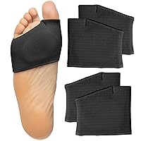 ZenToes Metatarsal Pads for Men and Women - Ball of Foot Pain Relief Cushions for Sesamoiditis, Metatarsalgia, Morton's Neuroma - 2 Pairs Fabric Sleeves with Gel Inserts (Medium, Black)