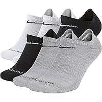 Nike Men's Everyday Plus Cushion No-Show Socks (6 Pair), Multi-color (923), Size Large (8-12)