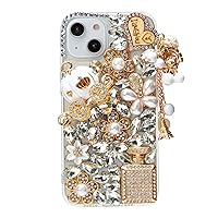 iFiLOVE for iPhone 15 Plus Bling Case, Girls Women 3D Luxury Sparkle Glitter Diamond Crystal Rhinestone Pumpkin Car Charm Pendant Protective Case Cover for iPhone 15 Plus (Clear)