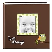 Pioneer Photo Albums EV-246FB/OG 200-Pocket Baby Owl Printed Designer Frame Cover Photo Album, Green 4 x 6 Inch