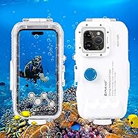 PULUZ 40m/130ft Waterproof Diving Case for iPhone 15 Pro Max/15 Plus /14 Plus / 14 Pro Max / 13 Pro Max /12 Pro Max/for Surfing Snorkeling Floating Photo Video Taking Underwater Housing Cover White