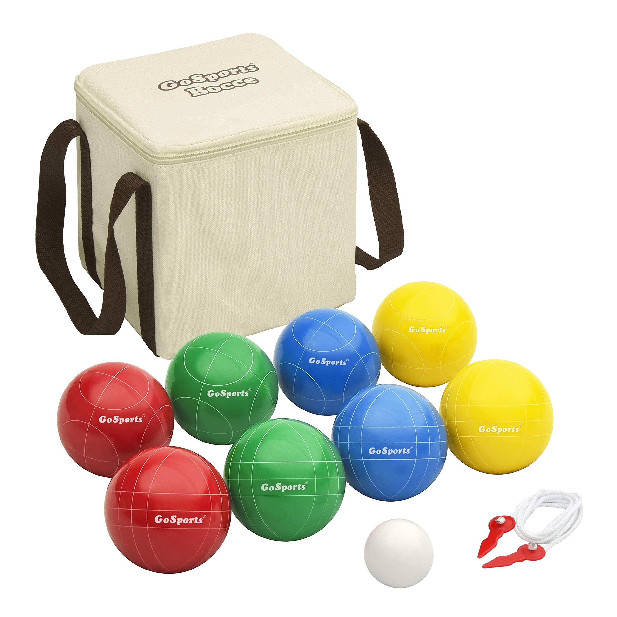 GoSports 90mm Soft Bocce Set Includes 8 Weighted Balls, Pallino and Case, Play Indoors or Outdoors