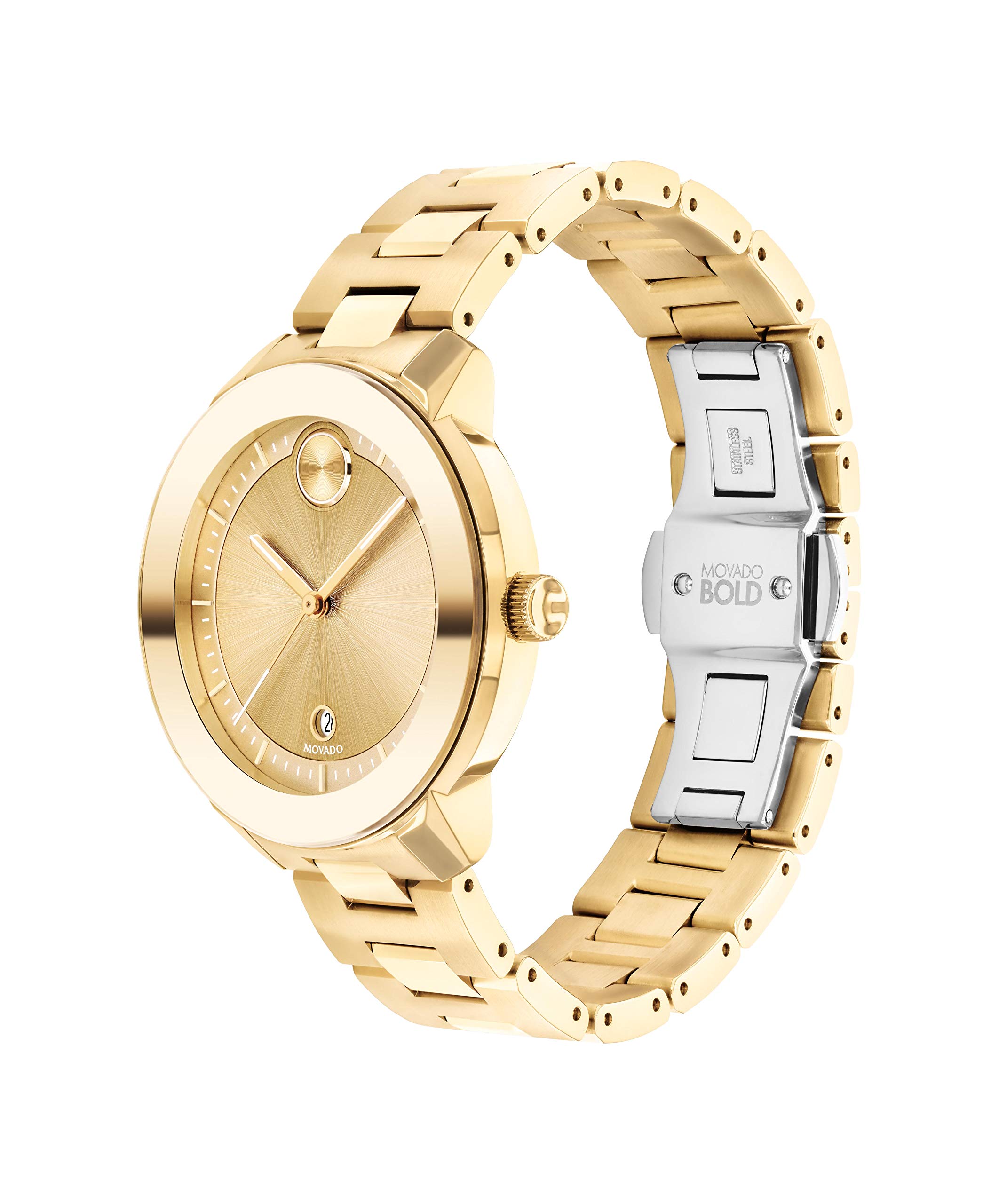 Movado Bold Verso Women's Swiss Qtz Stainless Steel and Bracelet Casual Watch, Color: Yellow Gold (Model: 3600750)