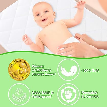 iLuvBamboo Waterproof Changing Pad Liners (Mom’s Choice Gold Award Winner) 3 Pack Thicker, Longer & Wider Changing Table Cover -Portable,Reusable & Washable Diaper Change Mat for Baby Gifts & Showers