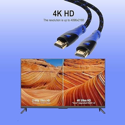 Aurum Ultra Series High Speed HDMI Cable with Ethernet - Braided 50 Ft HDMI Cable Extender Supports 3D and Audio Return Channel up to 4K Resolution - Compatible with TV, PC, Laptops, PS3-1 Pack