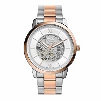 Fossil Men's Neutra Automatic Stainless Steel Three-Hand Skeleton Watch, Color: Rose Gold/Silver (Model: ME3196)