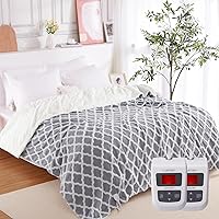 CAROMIO Electric Blanket Queen Size Dual Control, Heated Blanket Sherpa Tufted with 6 Heat Levels, 20 Time Models, Soft Thicken Heating Throw Blankets for Adults with UL Certification, Grey, 84
