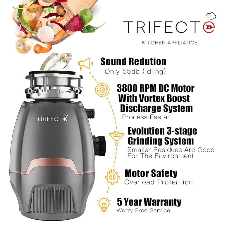Mua Trifecte Pro 3/4 HP Garbage Disposals with Sound Reduction,Food Waste  Coutinuous Feed Garbage Disposal with Power Cord, Dishwasher Hook Up trên  Amazon Mỹ chính hãng 2023 Giaonhan247