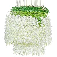 White Wisteria Hanging Flowers - 12 Pack 3.6 Feet/Piece Artificial Fake Wisteria Vine Rattan Hanging Garland Silk Flowers String for Home Party Wedding Garden Outdoor Décor