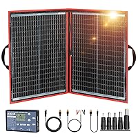 DOKIO 110w 18v Portable Foldable Solar Panel Kit (21x28inch, 5.9lb),Solar Controller 2 USB Output to Charge 12v Batteries/Power Station (AGM, Lifepo4) Rv Camping Trailer Emergency Power