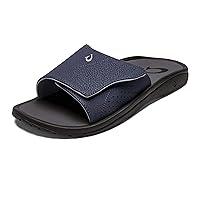 OLUKAI Nalu Men's Slide Sandals, Water Resistant & Quick-Dry Beach Shoes, Fully Adjustable Strap & Comfort Fit, Wet Grip Rubber Soles