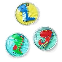 Cool Coolers Boo Boo Flexible Gel Ice Pack, 4x4”, Reusable Cold Compress for Minor Injuries, 3 Pack, Dino