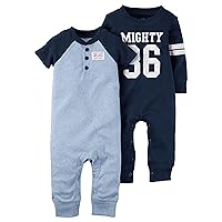 Carter's Baby Boys 2-Pack Cotton jumpsuits Coveralls Set Blue