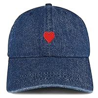 Trendy Apparel Shop Emoticon Heart Embroidered 100% Cotton Denim Cap Dad Hat