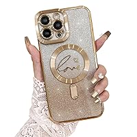 Fiyart Compatible with iPhone 14 Pro Max Case,Compatible with MagSafe Love Heart Plating Camera Protection Clear Phone Case, Magnetic Glitter for Women Girls Shockproof Back Bumper 6.7