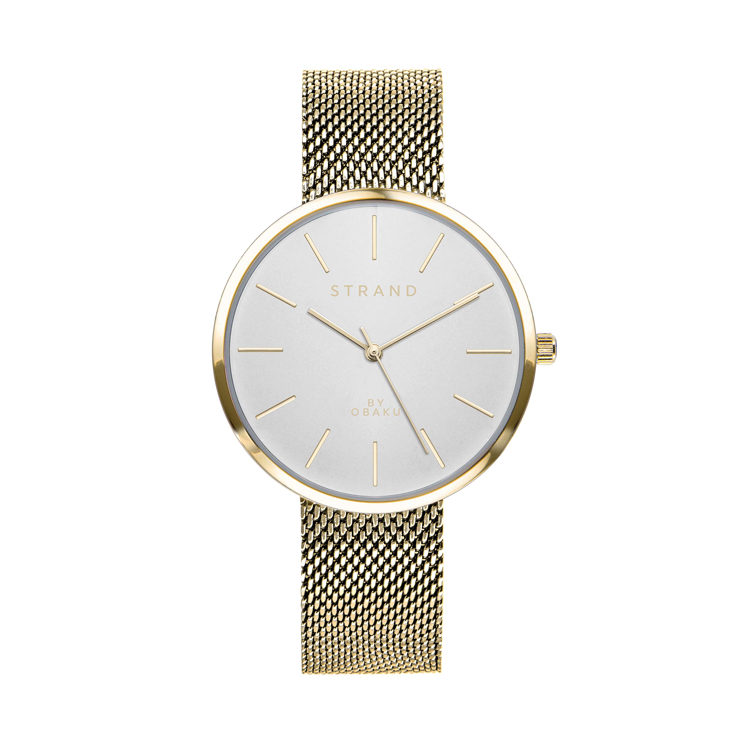 Obaku Strand Slim Style IP Gold Watch with Adjustable mesh Strap.