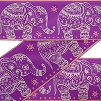 Purple Aztec & Tribal Elephant Animal Ribbon Trim Tape Fabric Laces for Crafts Printed Velvet Trim 9 Yards Sewing Accessories 2 Inches