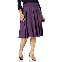 Star Vixen Women's Plus-Size Midi Full Skater Skirt, Purple, 1X