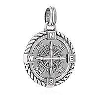 24cm chain pendant compass 925 sterling silver north star graduation gift 14032