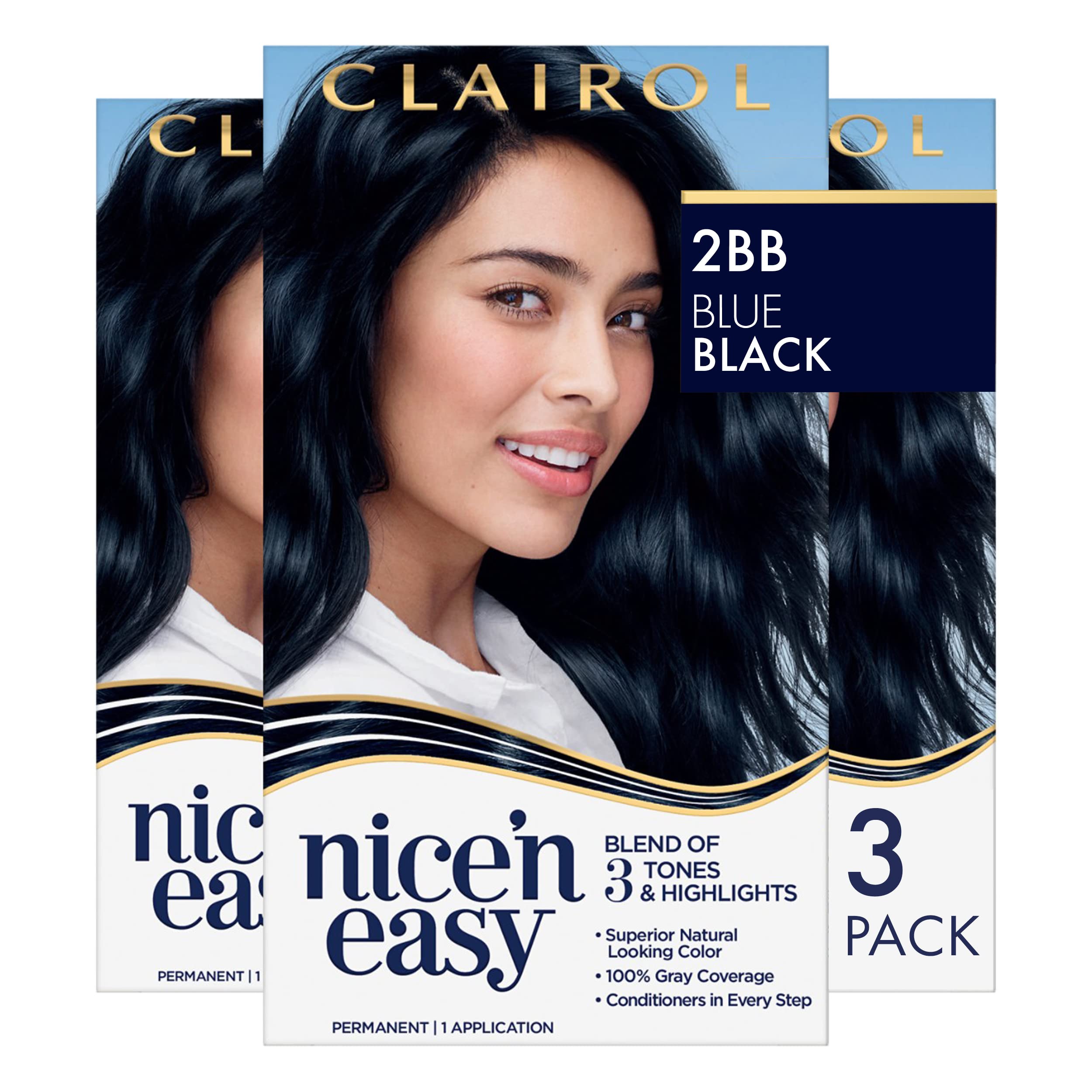 Mua Clairol Nice'N Easy Hair Color Crème, 2BB Blue Black, Pack of 3  (Packaging May Vary) trên Amazon Mỹ chính hãng 2023 | Fado