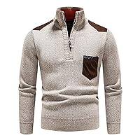 Dudubaby Long Sleeve Sweater Menautumn Winter Turtleneck Long Sleeve Pullover Sweater Shirt Blouse Zipper Tops Sweater