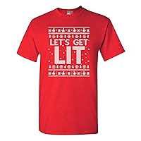Let's Get Lit Deer Ugly Christmas Funny DT Adult T-Shirt Tee