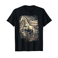 Patriotic Horse American Flag Horseback Riding Western Farm T-Shirt