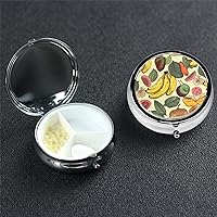 Round Pill Box Pill Case Weekly Pill Organizer with 3 Compartments Fruit Banana Pillbox Small Pill Container Portable Vitamin Holder Boxes for Supplements Medicine Organizer for Pill