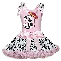 Petitebella 3rd Cowgirl Hat Pink Shirt Pink Cow Petti Skirt Outfit 1-8y