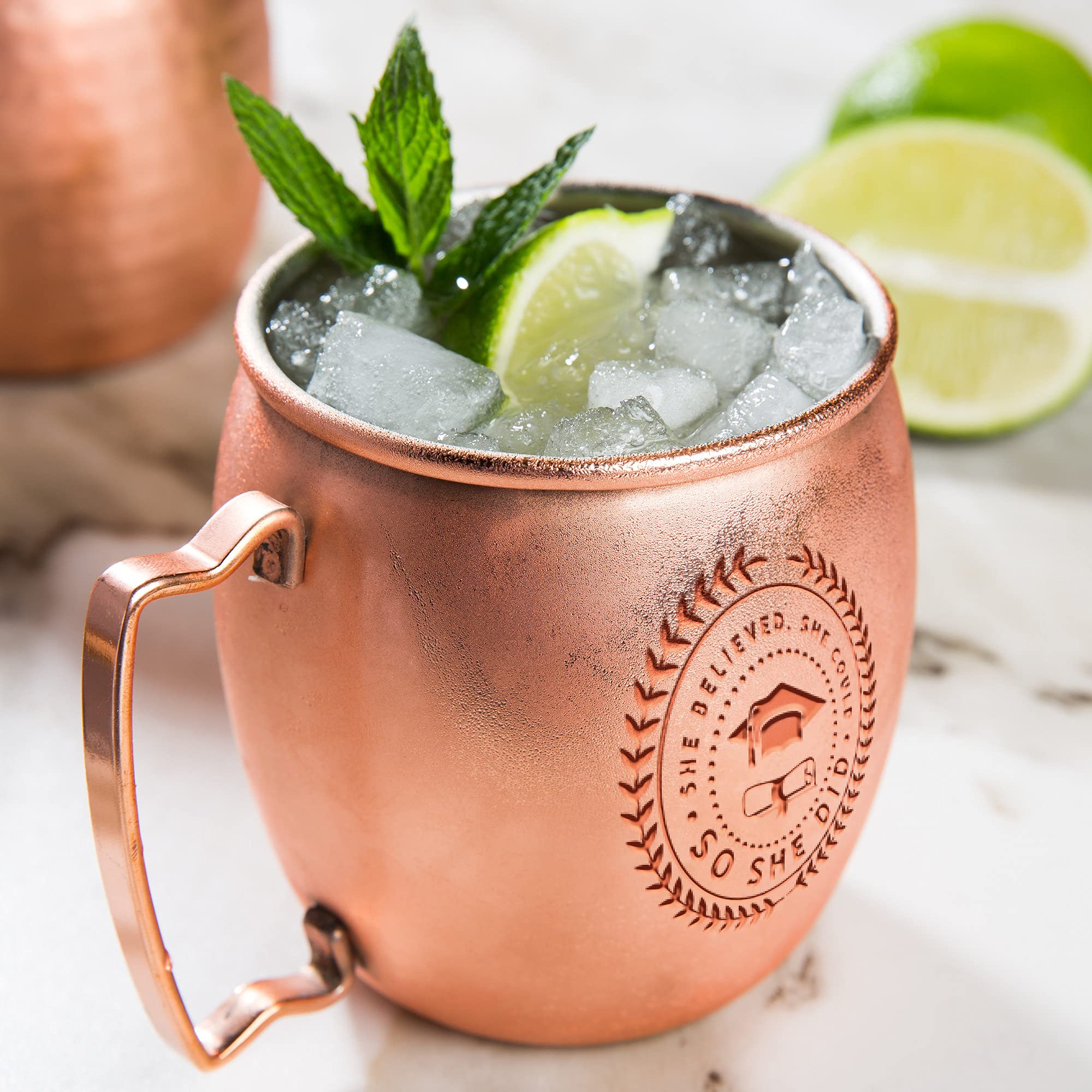 Personalized Graduation Core 16 oz Moscow Mule Cup with Smooth Copper Finish