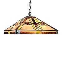 Chloe Lighting Carla Tiffany-Style Blackish Bronze 2 Light Mission Ceiling Pendant Fixture 16