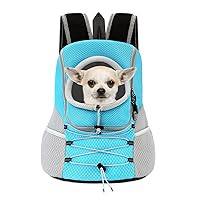 Pawaboo Pet Dog Carrier Backpack, Puppy Dog Travel Front Carrier for Small Medium Dogs Cats, Adjustable Breathable Dog Carrying Backpack with Safety Strips for Hiking, Walking (Blue S Up to 5 lbs)